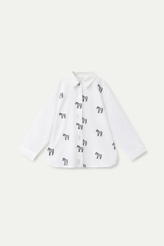 OUTLETCamisa de niña cebras bordadas blanca - 41421