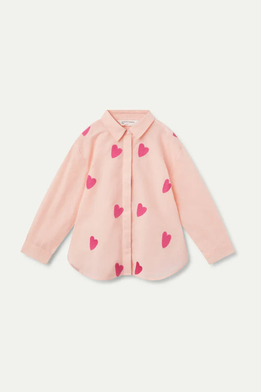 Camisa de niña corazones bordados rosa - 41420