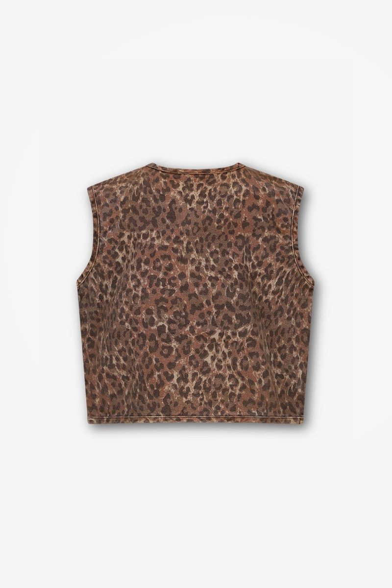 Claes denim leopard gilet