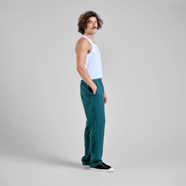 Pants Borrby Linen Mediterranea Green