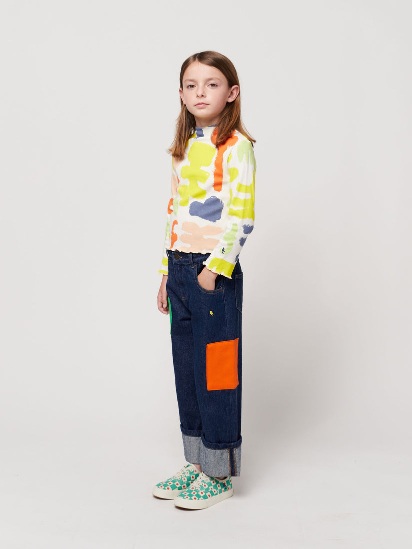 B.C Color Block patch denim pants