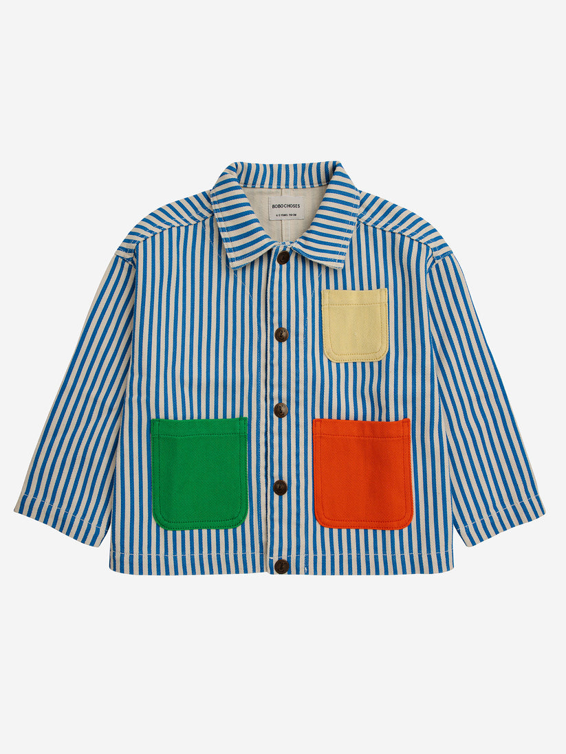 Striped Color Block denim jacket