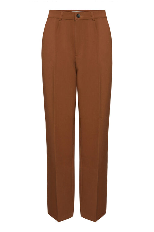 Pzbeverly HW Pants Full Lenght Wide Leg - Bison