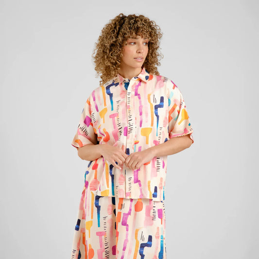 Shirt - Alsvik Summer Abstract Multi Colors