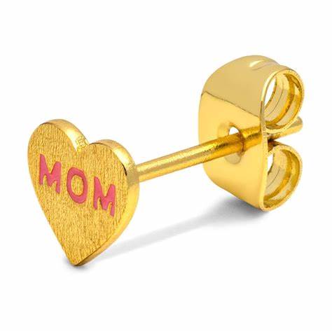 Heart Mom - 1 Pcs - Gold Plated - Pink