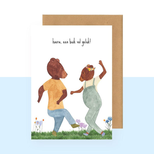 Postkaart - Hoera, een buik vol geluk! - WG16