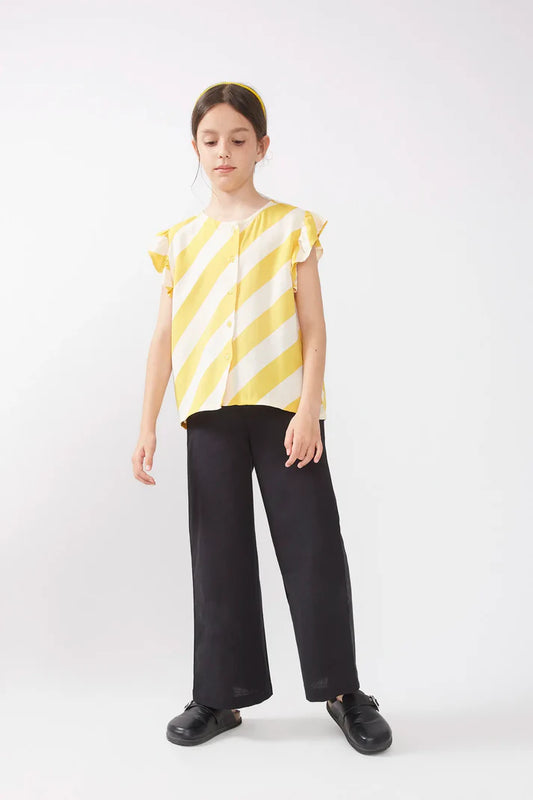 Top de niña estampado de rayas amarillas - 40404