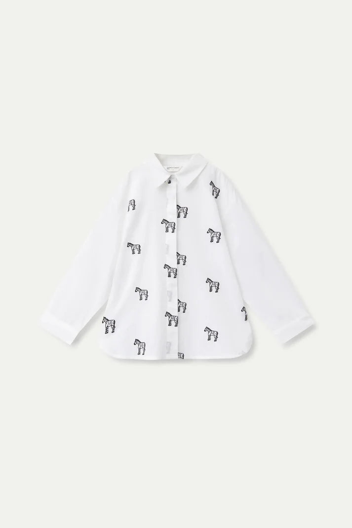 Camisa de niña cebras bordadas blanca - 41421