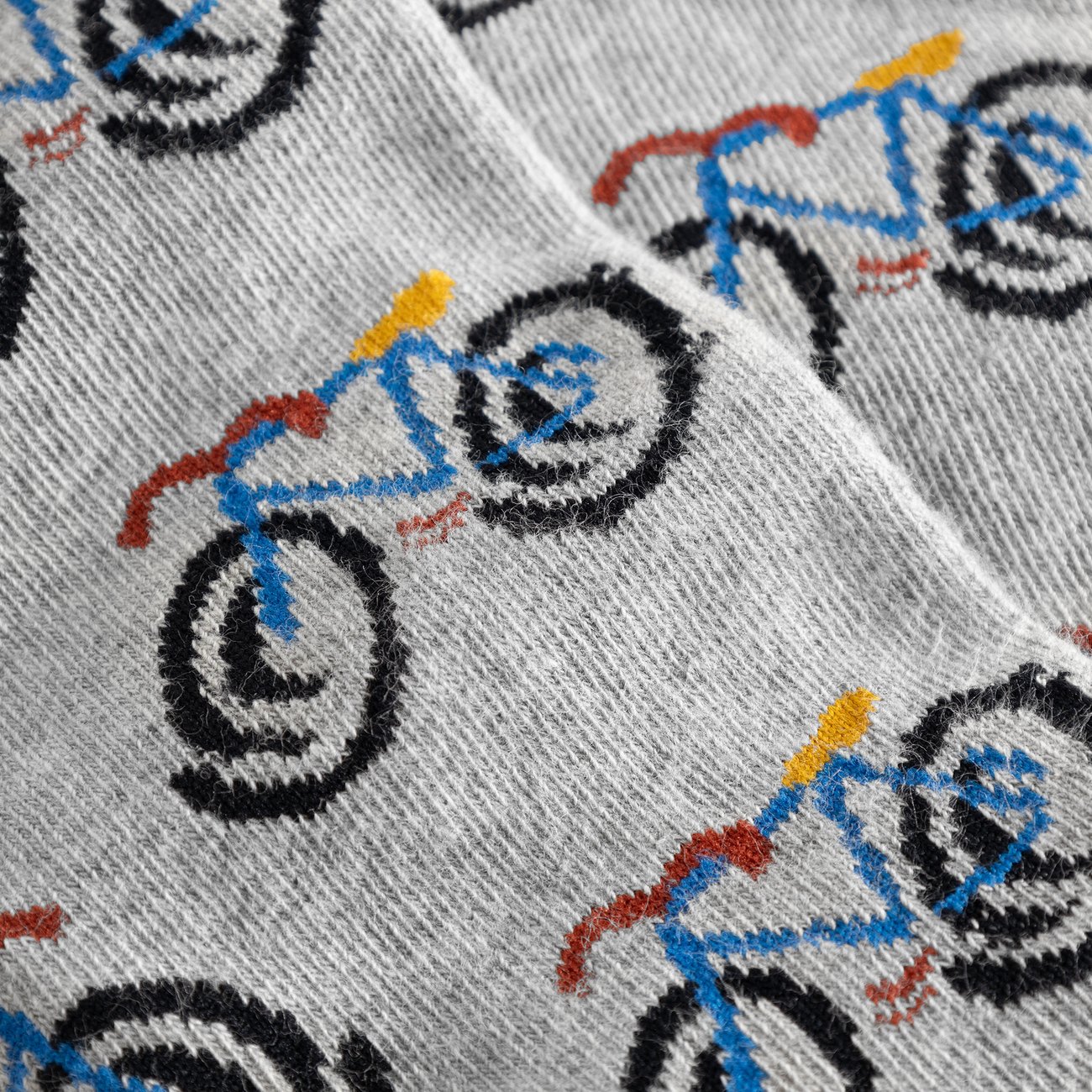 Socks Sigtuna - Happy Bike Aop - Grey Melange