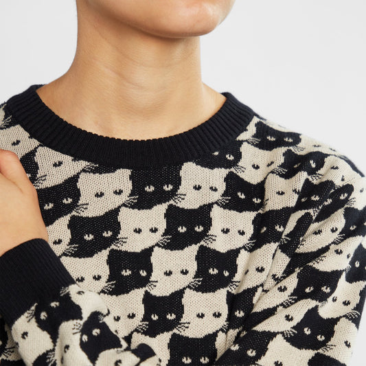 Sweater - Arendal Pepita - Cats Oat White