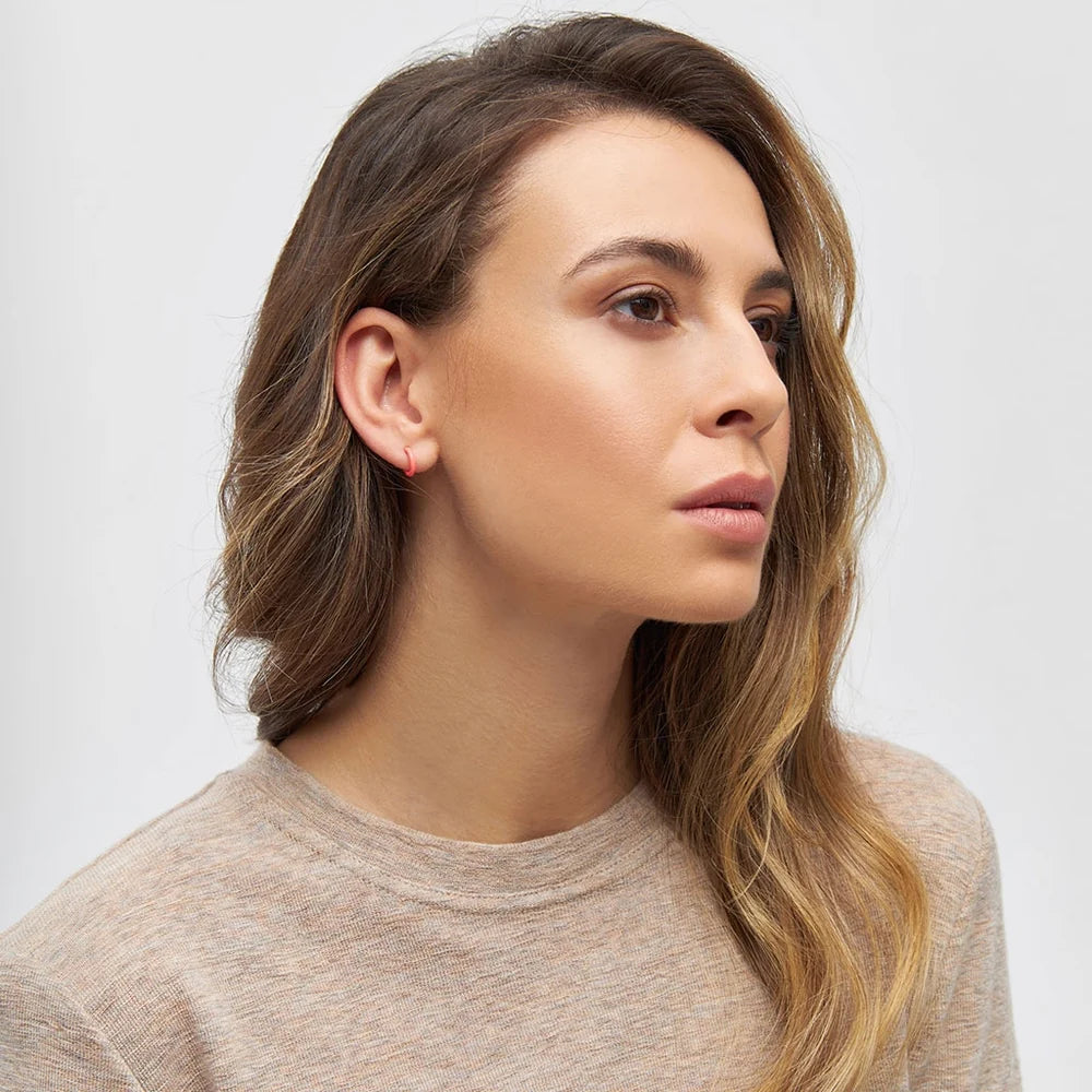 Color Hoop - 1 Pcs - Enamel/Coral