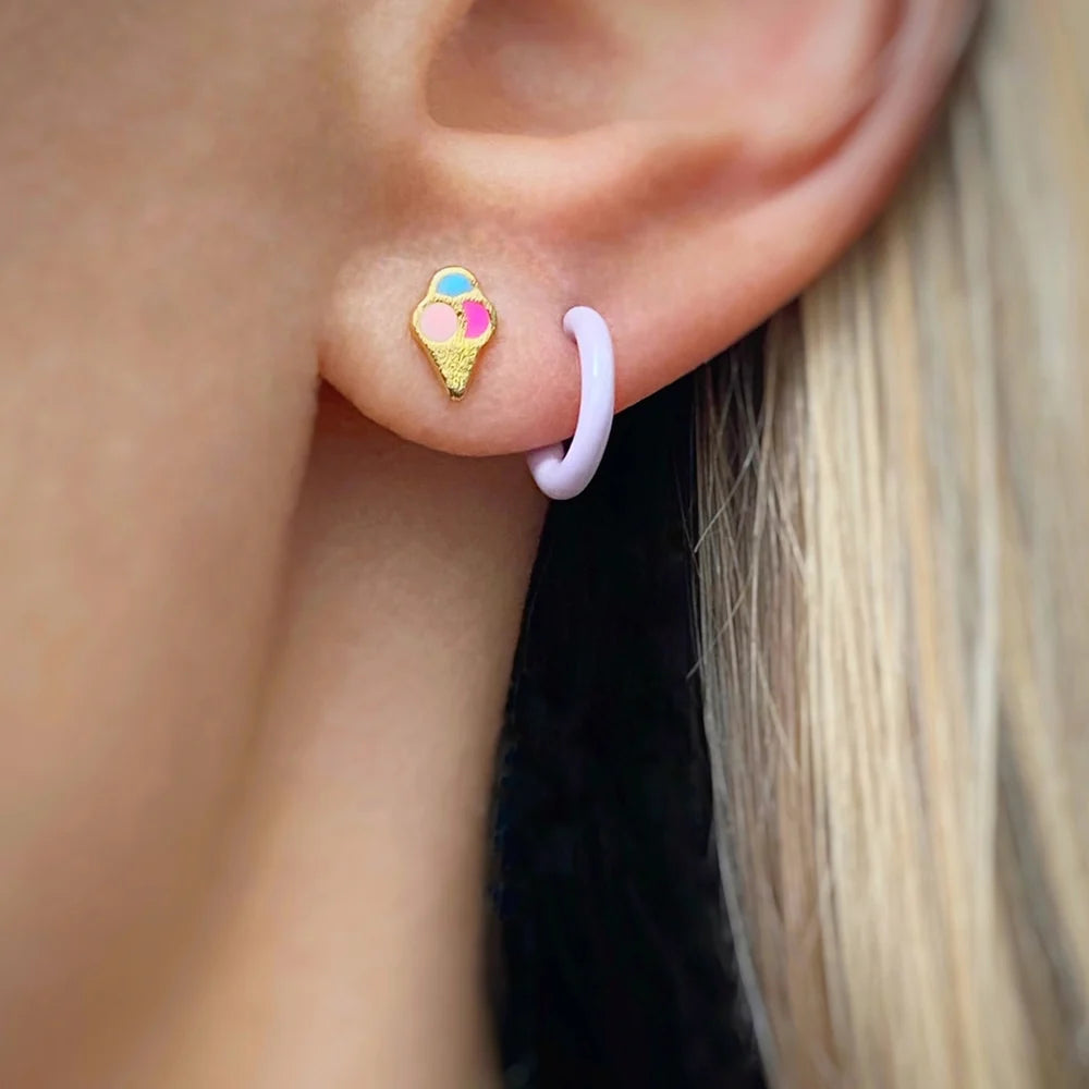 Color Hoop - 1 Pcs - Enamel/Light Pink