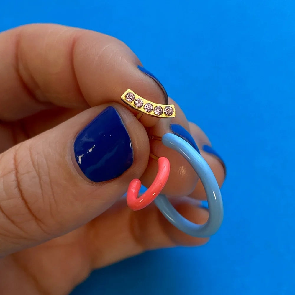 Color Hoop - 1 Pcs - Enamel/Coral