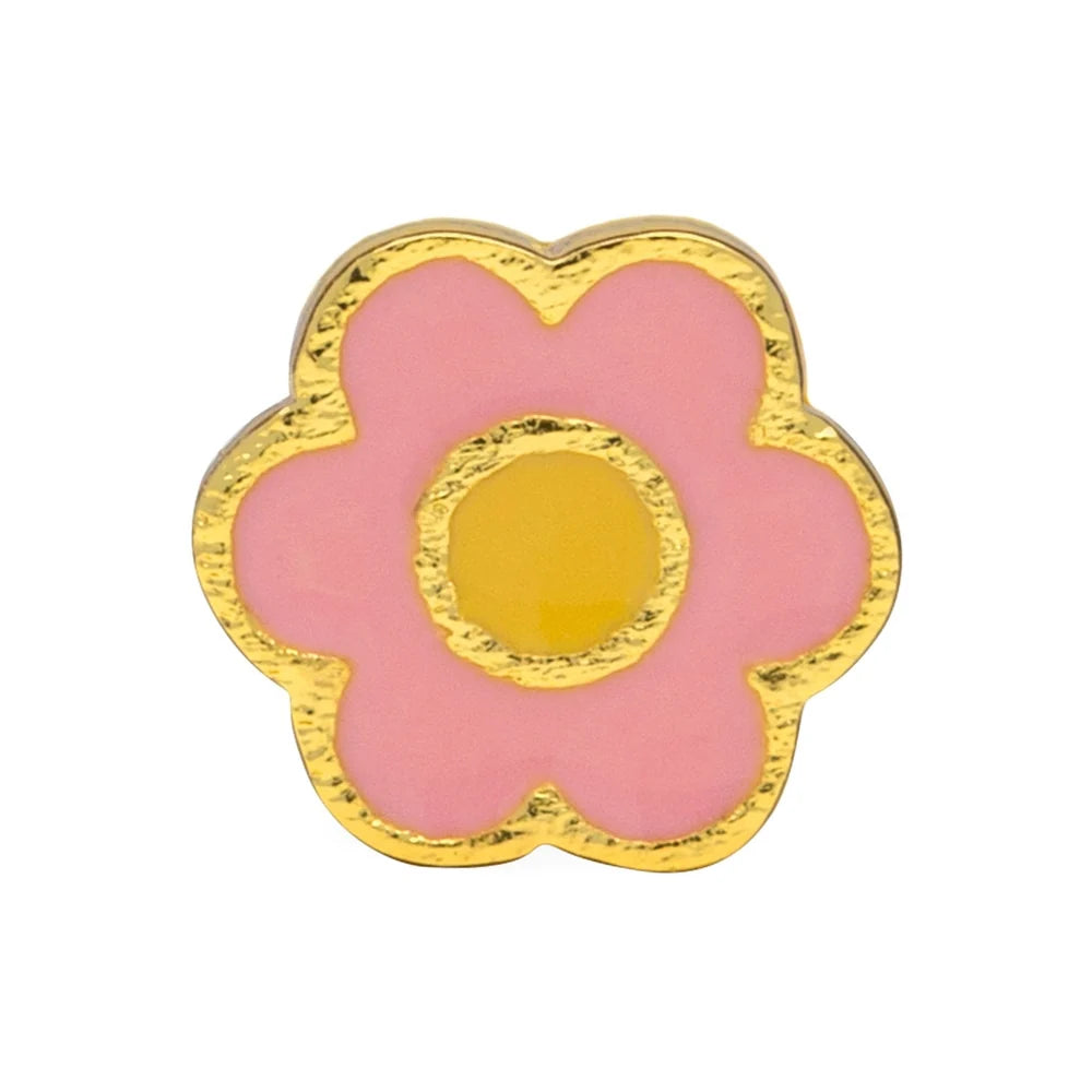 Anemone - 1 Pcs - Gold Plated - Yellow/Pink