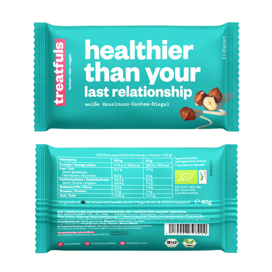 White chocolate crunchy hazelnut bar organic+vegan+gluten-free