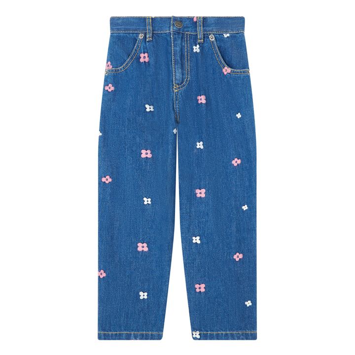 Organic Denim Embroidered Jeans - Denim Blue