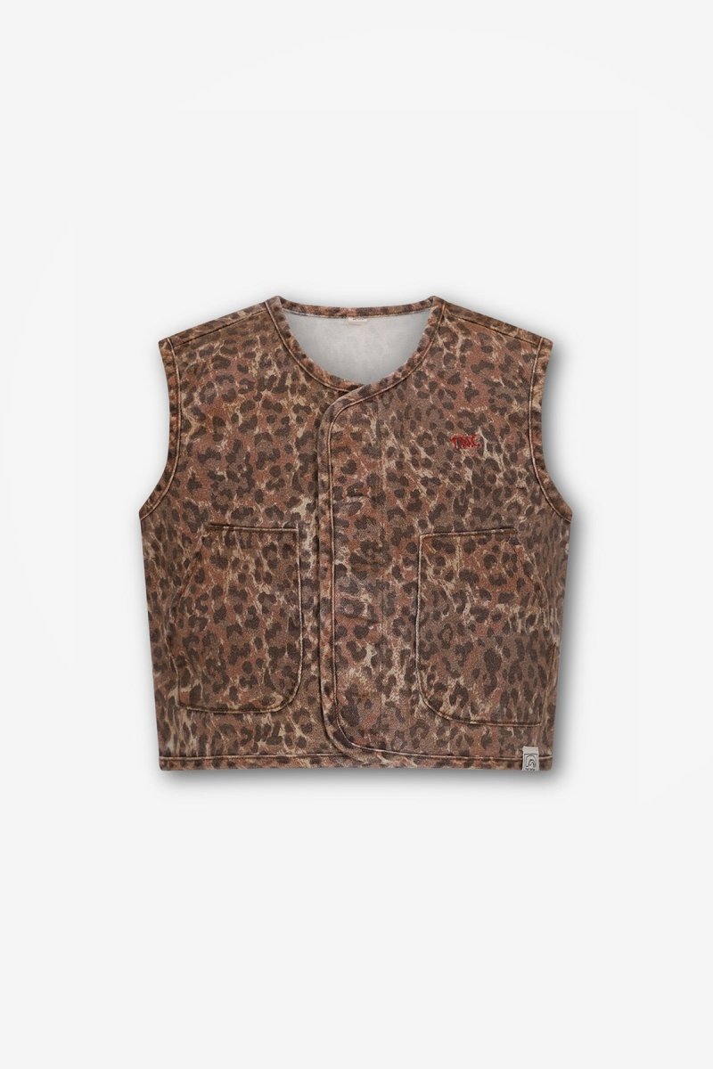 Claes denim leopard gilet