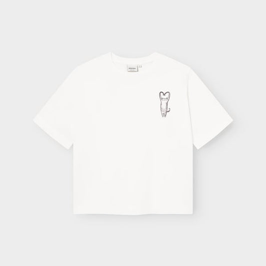 T-shirt Vadstena  - Heart Cat Off-White