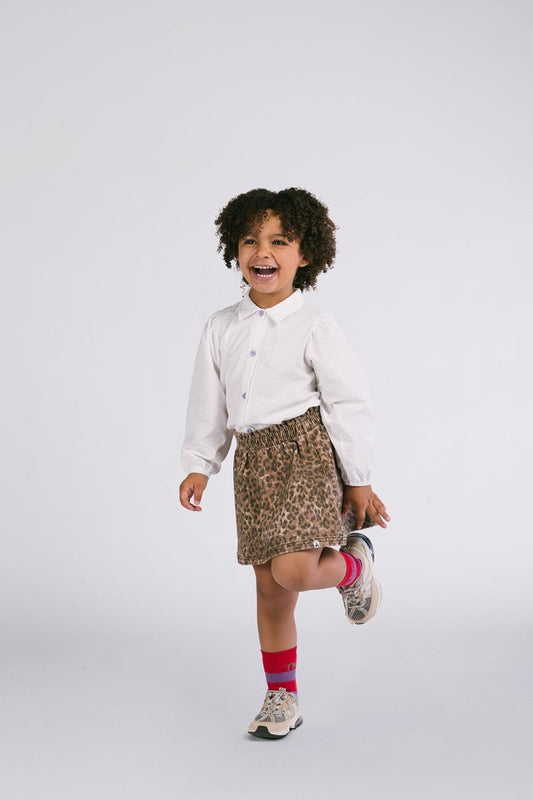 Rosie denim leopard skirt