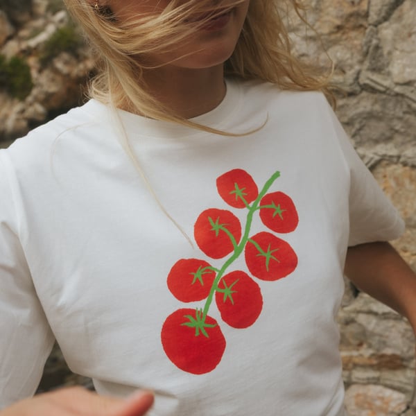 T-shirt Vadstena  - Tomato Off-white