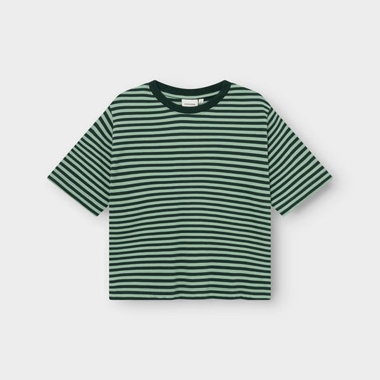 T-shirt Vadstena  - Stripes dark green/granite green