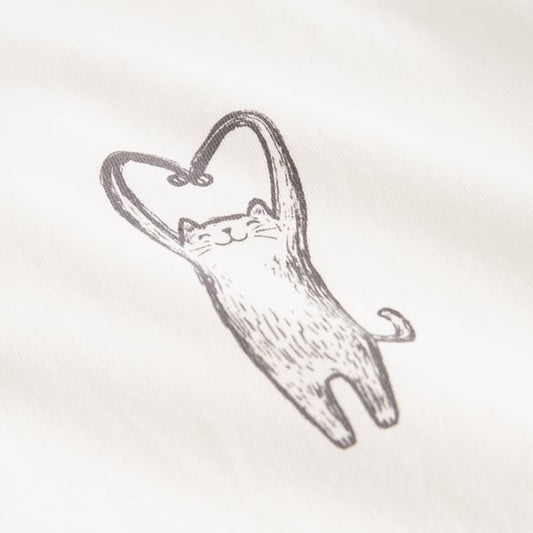 T-shirt Vadstena  - Heart Cat Off-White