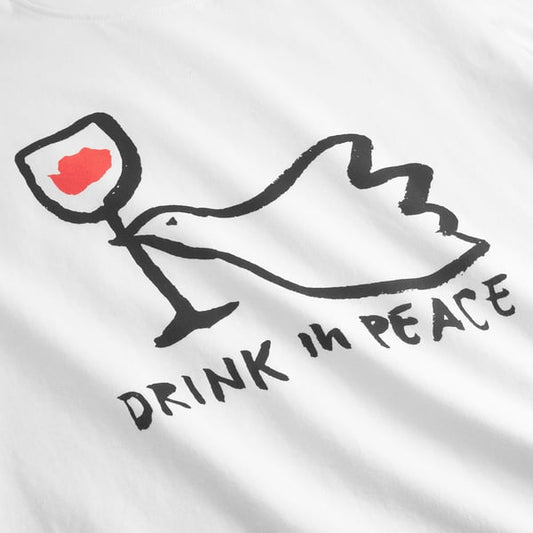 T-shirt Vadstena Drink In Peace White GOTS