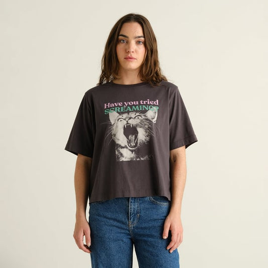 T-shirt Vadstena  - Screaming cat Charcoal