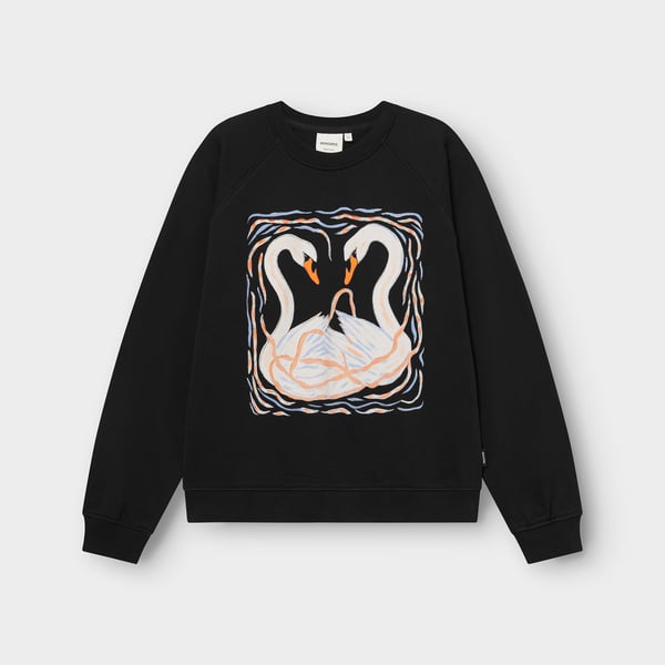 Sweatshirt Ystad Painted swans black