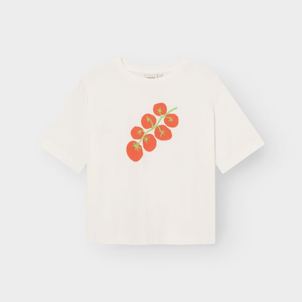 T-shirt Vadstena  - Tomato Off-white