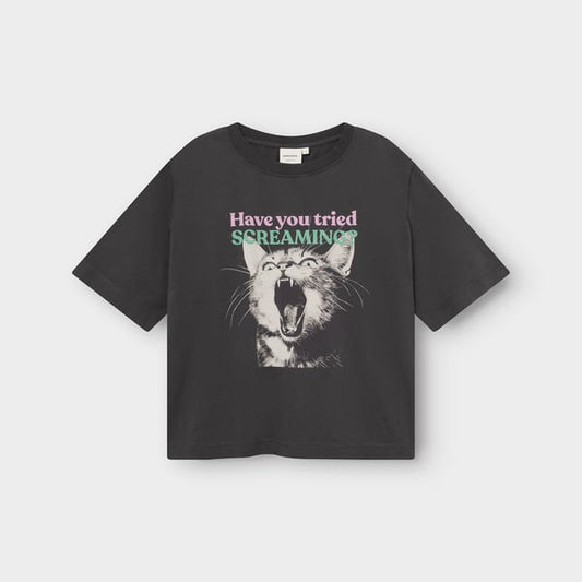 T-shirt Vadstena  - Screaming cat Charcoal