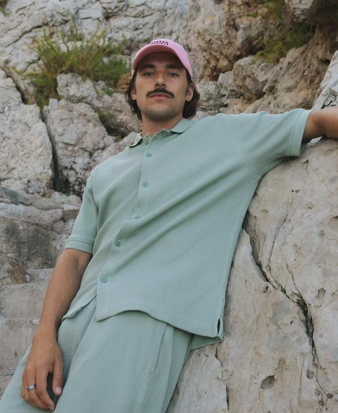 Shirt Falkvik Waffle Iceberg Green GOTS