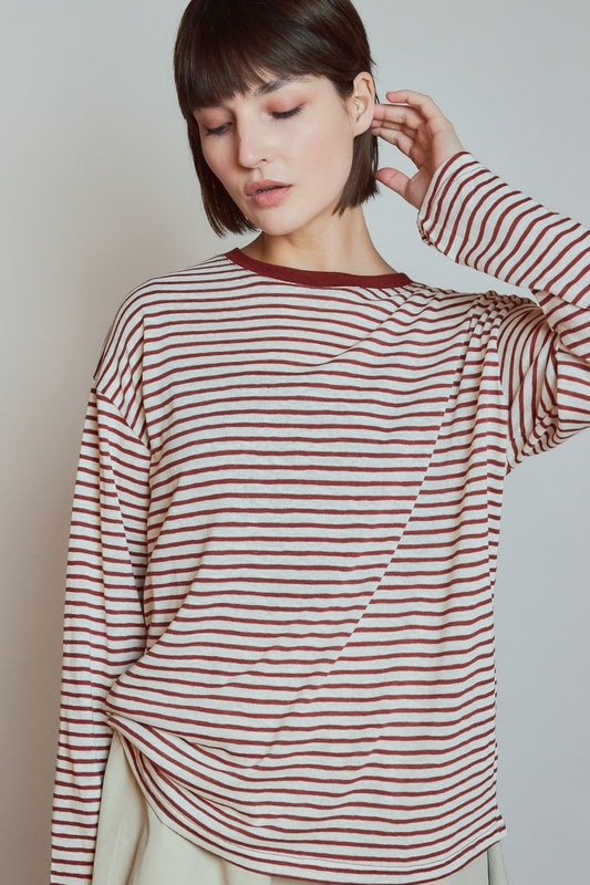 T-shirt Striped Rouge
