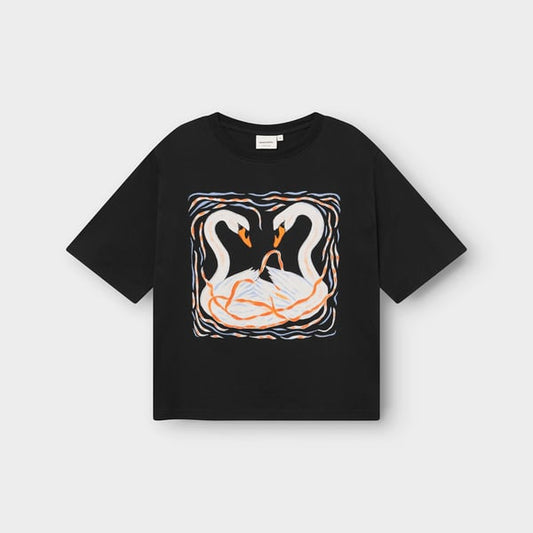 T-shirt Vadstena  - Painted swans black