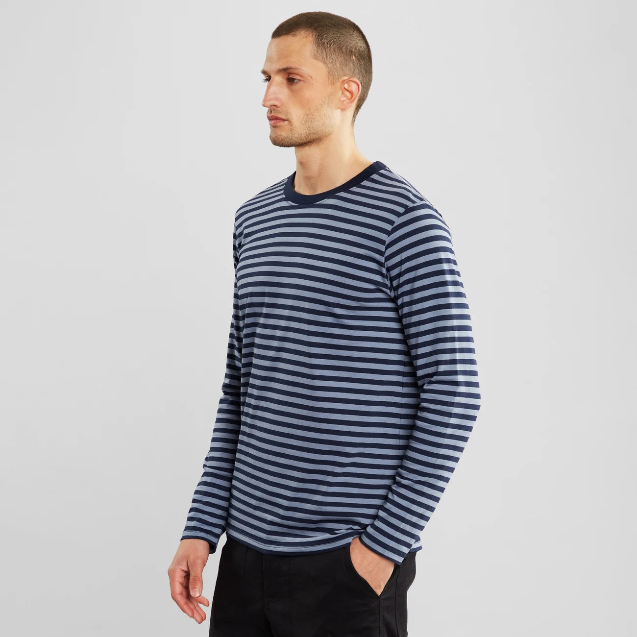 Long Sleeve T-Shirt Hasle Stripes - Navy/Steel Blue